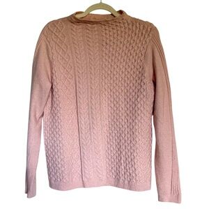 Caslon Pink Cable Knit Crewneck Sweater Size Medium